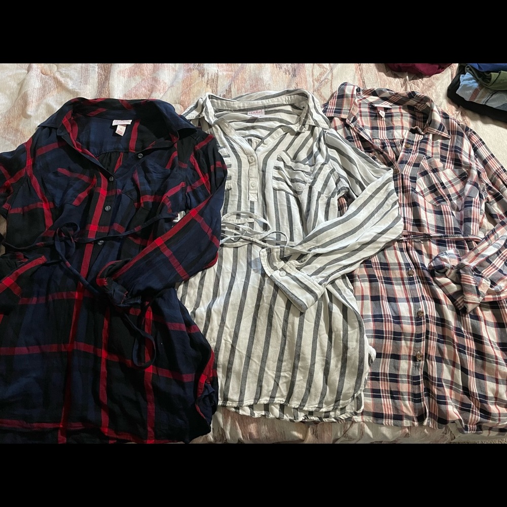 3 button down maternity shirts